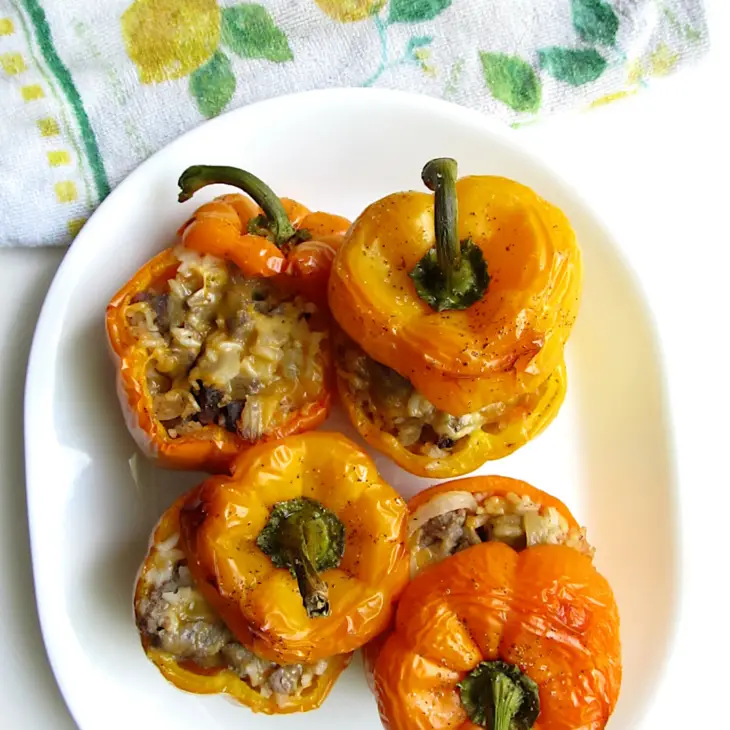 Steak and Cheese Stuffed Peppers Rice Onion