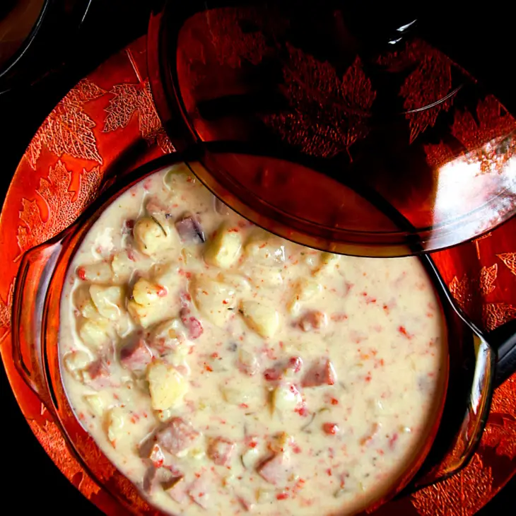 Ham and Potato Soup with Roasted Red Pepper and Rosemary