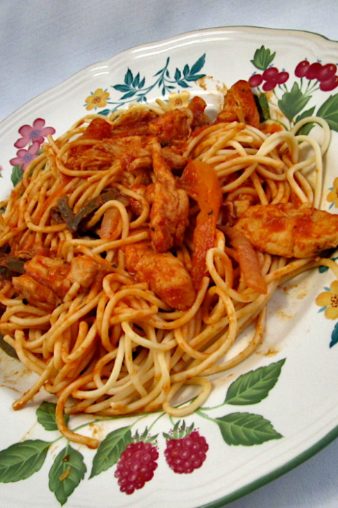 Chicken fajita spaghetti