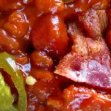 Spicy Chili Pork and Beans with Bacon and Jalapeno