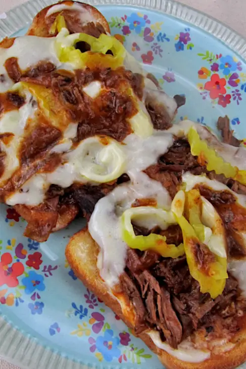 Slow Cooker Open Face Beef Roast Sandwiches